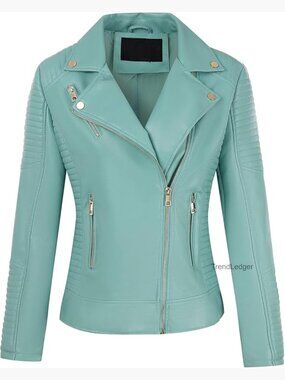 Faux Leather Motorcycle Jacket Short PU Biker Coat